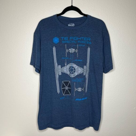 Star Wars Heather Blue Tie Fighter Special Forces Short Sleeve T Shirt Large - Picture 10 of 10